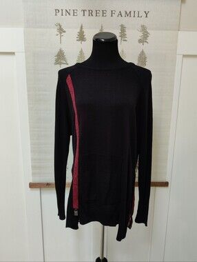 Dino Caspari Black & Red Asymmetrical Tunic Top with Sheer Polka Dot Hem